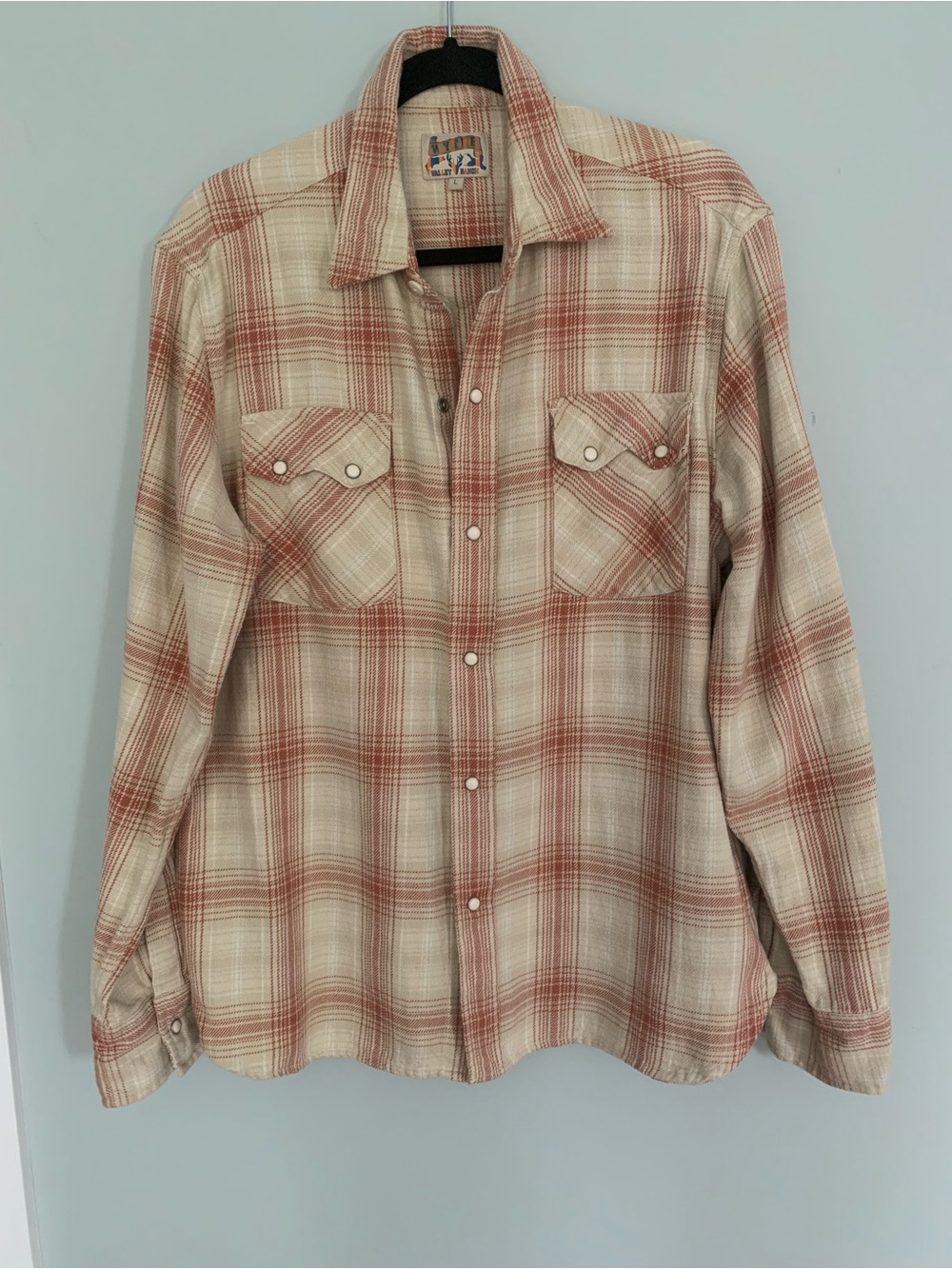 Wythe NY Beige and Rust Plaid Casual Button-Down Shirt